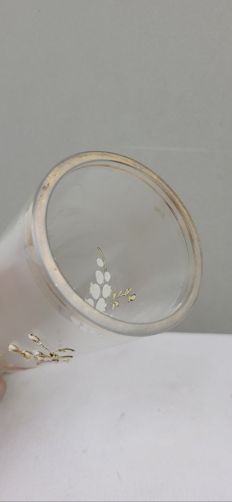 Enamelled glass scroll vase, Art Nouveau