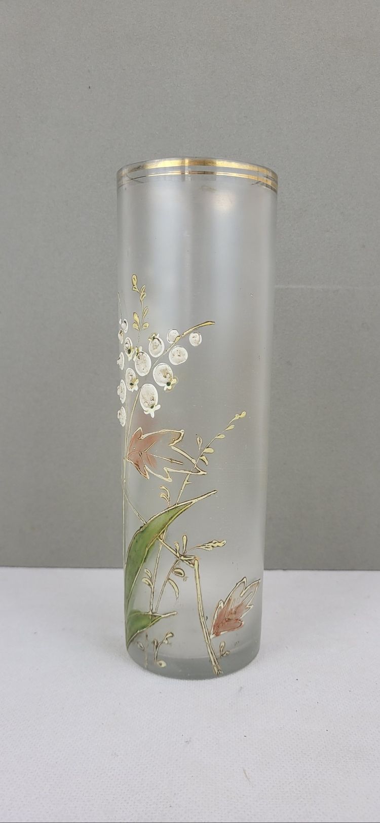 Enamelled glass scroll vase, Art Nouveau