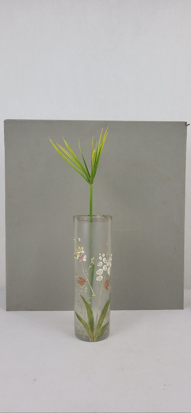 Enamelled glass scroll vase, Art Nouveau