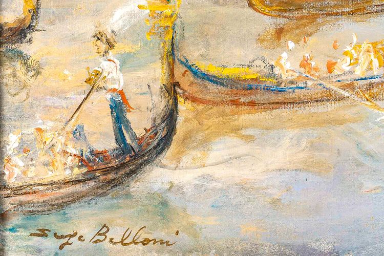 Serge Belloni (1925-2005) - Venise La Régate sur le Grand Canal huile sur toile vers 1980