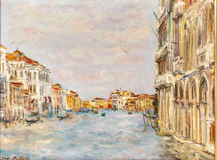 Serge Belloni (1925-2005) - Venice and its Palaces on the Grand Canal oil on panel circa 1980