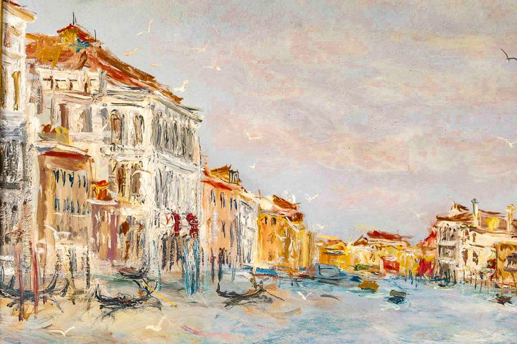 Serge Belloni (1925-2005) - Venice and its Palaces on the Grand Canal oil on panel circa 1980