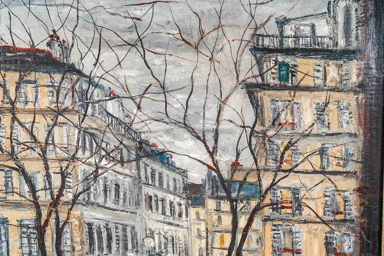 Serge Belloni (1925-2005) - Der Furstenbergplatz unter dem Regen Öl auf Leinwand um 1970