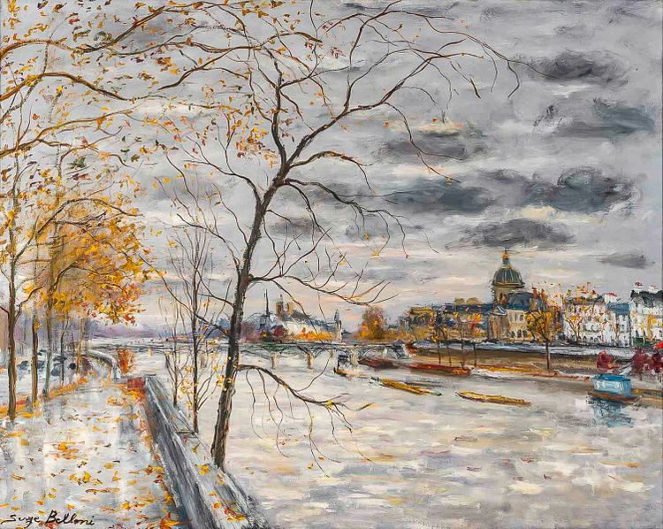 Serge Belloni (1925-2005) - Paris Its Quays and the Tree on the Seine, Oil on Canvas, circa 1980