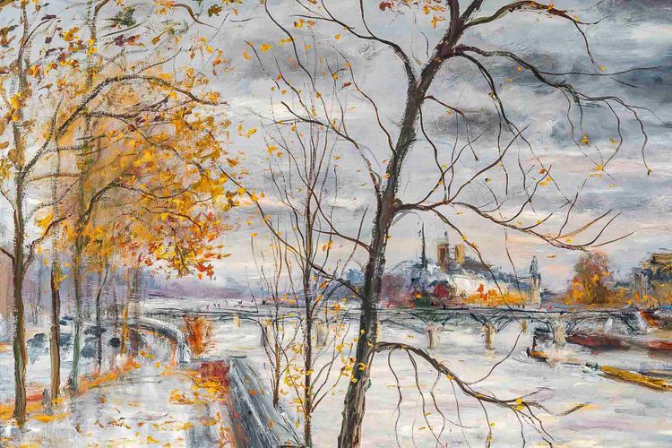 Serge Belloni (1925-2005) - Paris Its Quays and the Tree on the Seine, Oil on Canvas, circa 1980