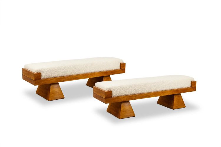 Bench in blond ash. Small-series Italian craftsmanship. Contemporain.LS6502908Y