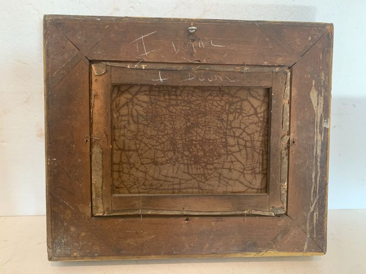 Oil on canvas "Animated landscape" wood and gilded stucco frame 19th century