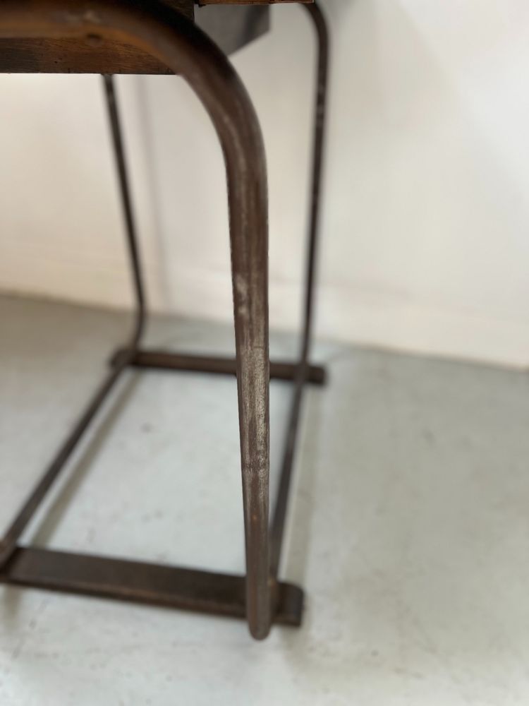Design desk in tube and wood top XX century