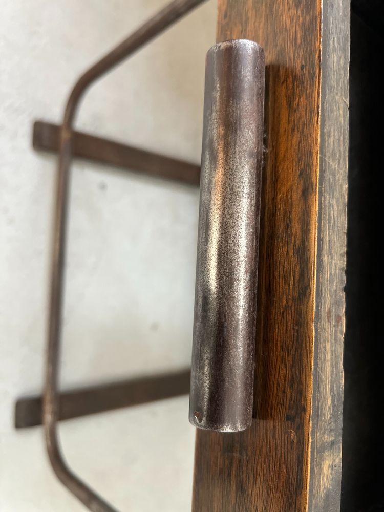 Design desk in tube and wood top XX century