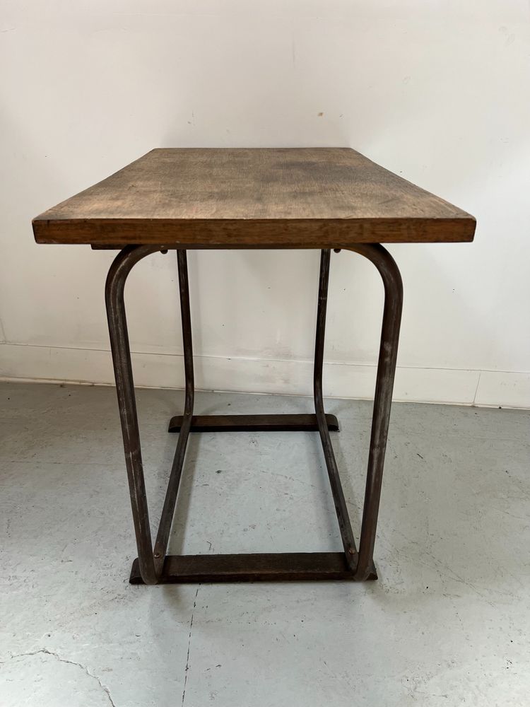 Design desk in tube and wood top XX century