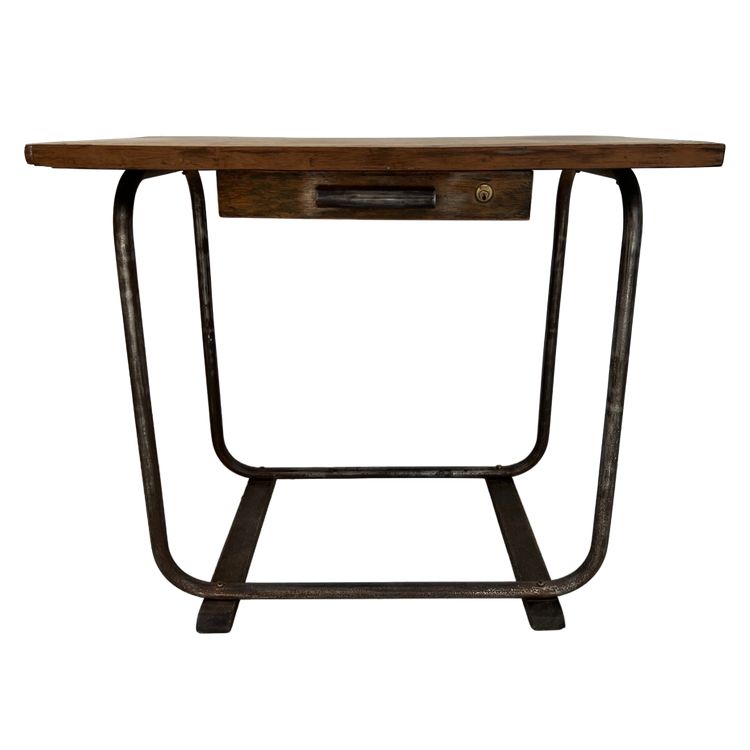 Design desk in tube and wood top XX century