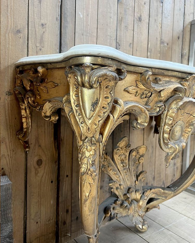 Louis XV-style console with marble top