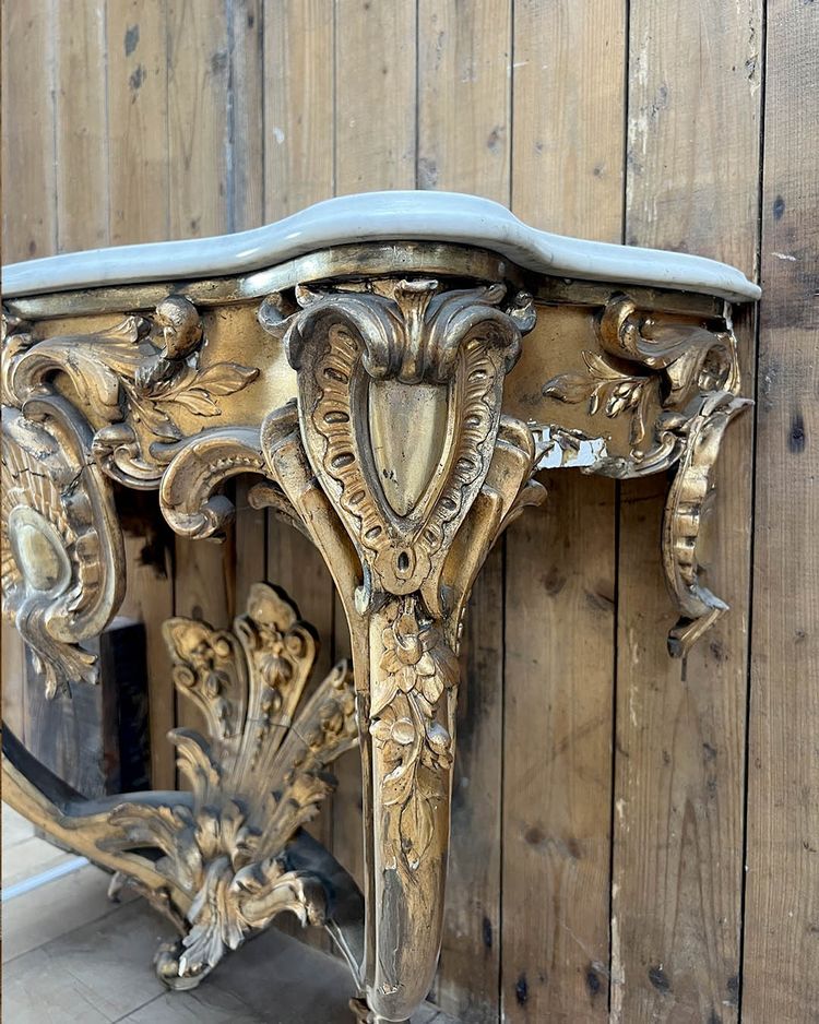 Louis XV-style console with marble top