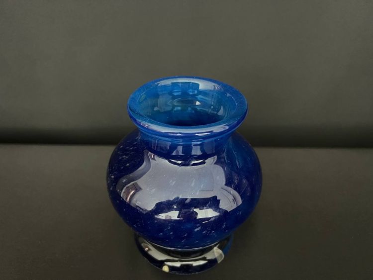 Daum France - Blue pâte de verre vase, with original box