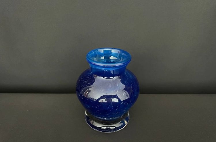 Daum France - Blue pâte de verre vase, with original box