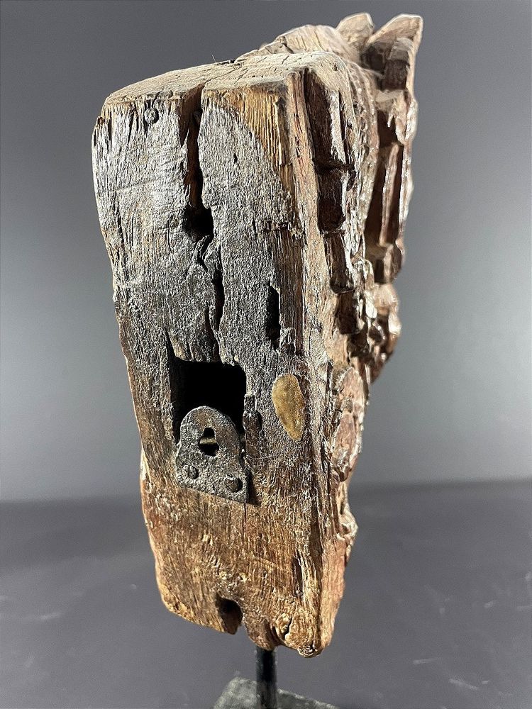 India, 19th century, Votive sculpture in the form of a harnessed horse's head.