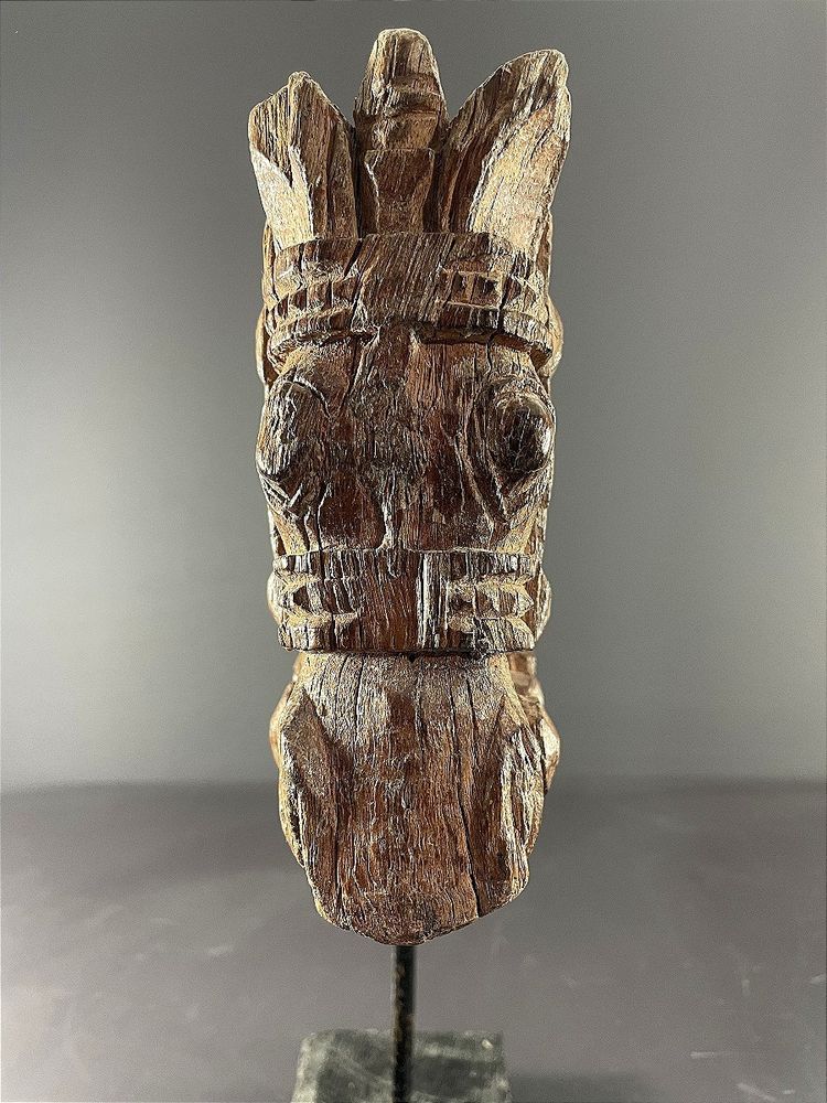 India, 19th century, Votive sculpture in the form of a harnessed horse's head.