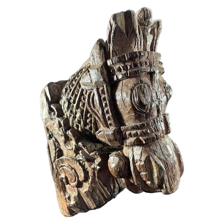 India, 19th century, Votive sculpture in the form of a harnessed horse's head.