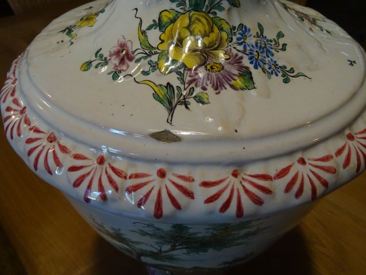 18th century earthenware Veuve Perrin Marseille Fisherman's Urn