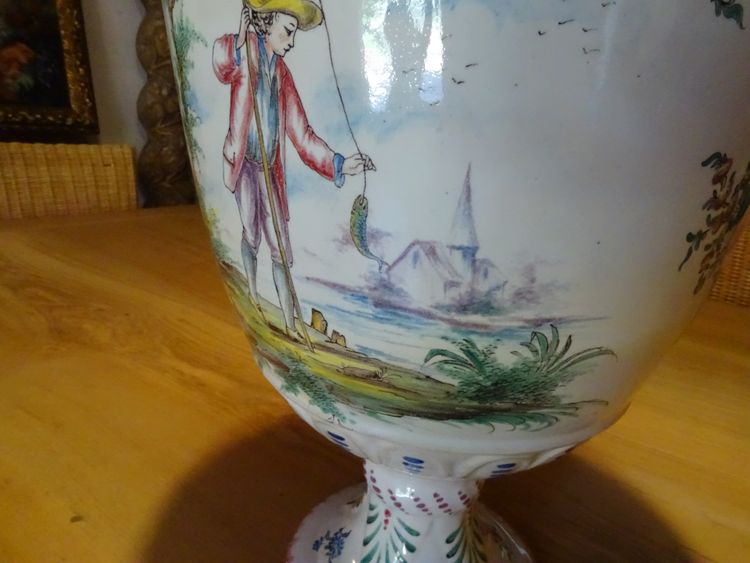 18th century earthenware Veuve Perrin Marseille Fisherman's Urn