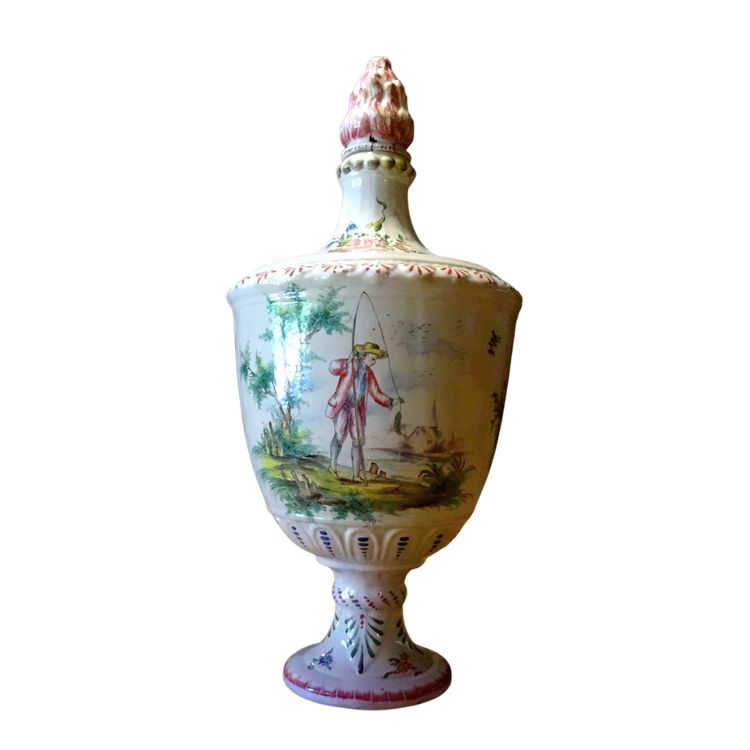 18th century earthenware Veuve Perrin Marseille Fisherman's Urn