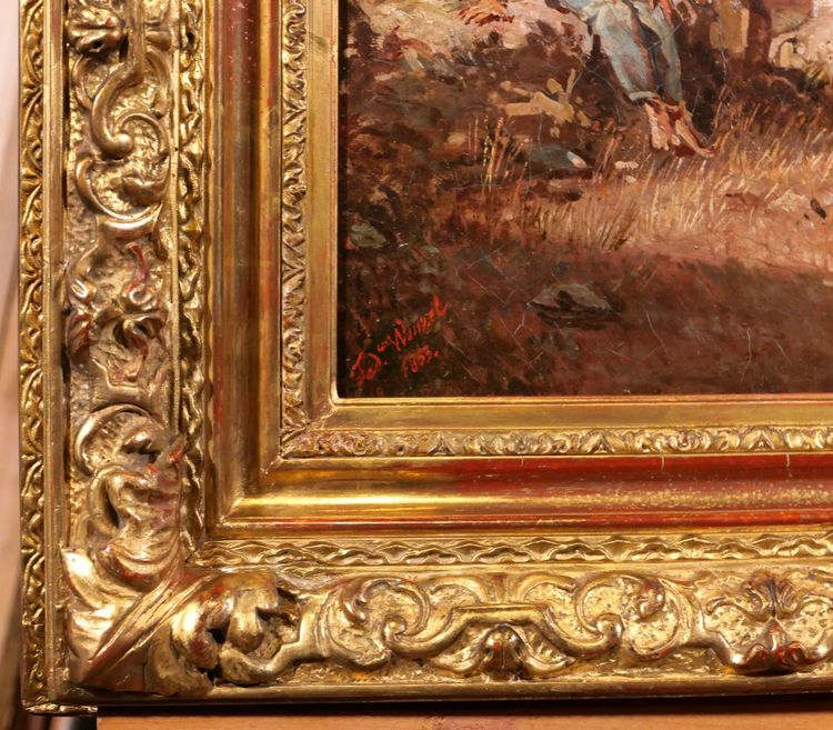 Federico WENZEL, Italie, paysage de ruines, tableau, 1863, Grand Tour Antiquité homme