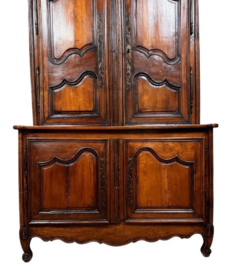 Louis XV-style two-piece buffet in cherry and walnut circa 1880-1900