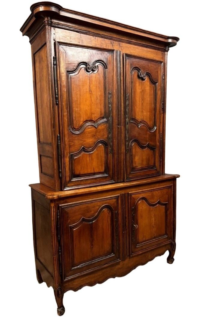 Louis XV-style two-piece buffet in cherry and walnut circa 1880-1900
