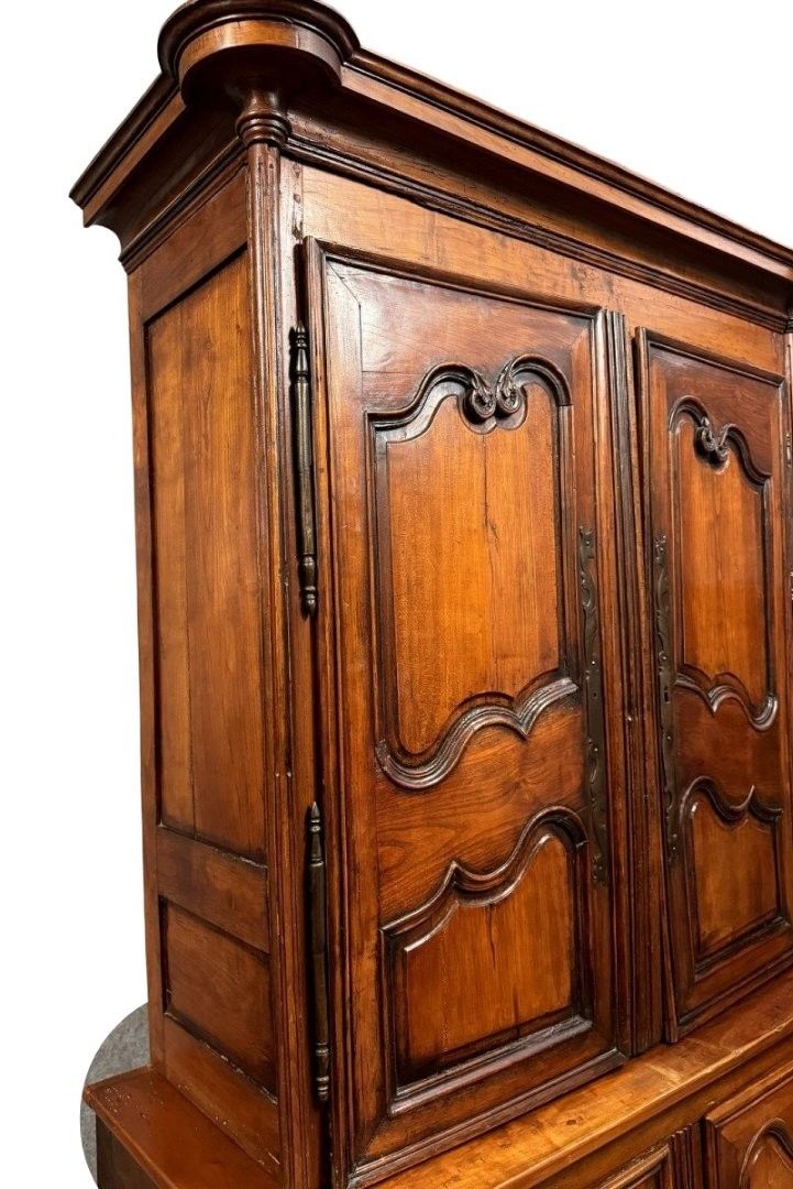 Louis XV-style two-piece buffet in cherry and walnut circa 1880-1900