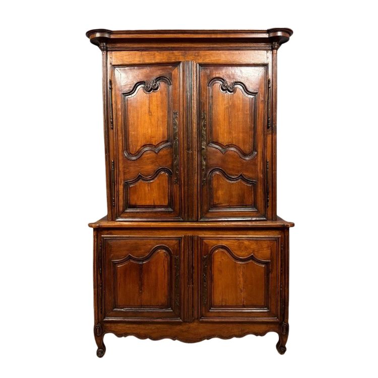 Louis XV-style two-piece buffet in cherry and walnut circa 1880-1900