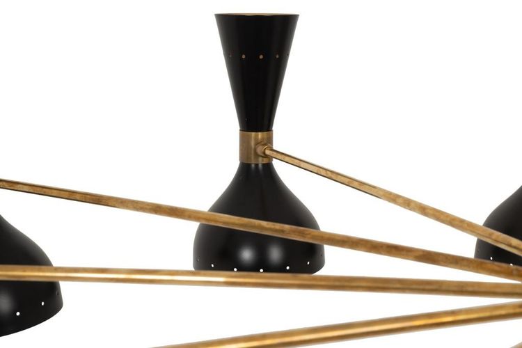 Diabolo chandelier in patinated brass and black lacquer. Contemporain.LS64531920