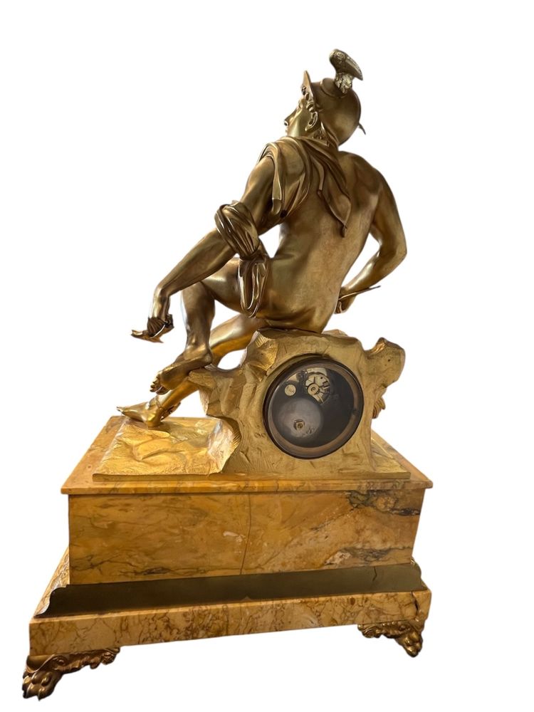 Large clock (70cm) - Mercury - bronze/marble - France - 19th century