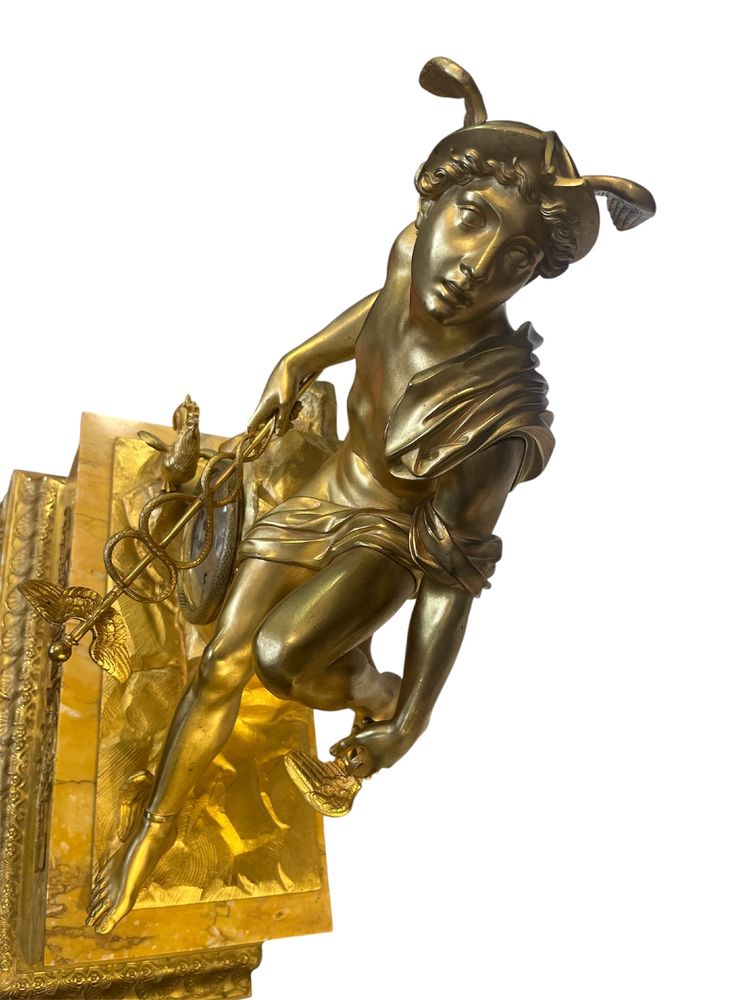 Large clock (70cm) - Mercury - bronze/marble - France - 19th century