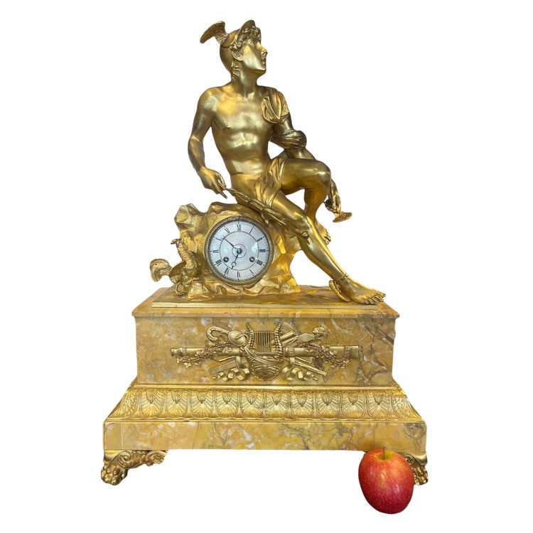 Large clock (70cm) - Mercury - bronze/marble - France - 19th century