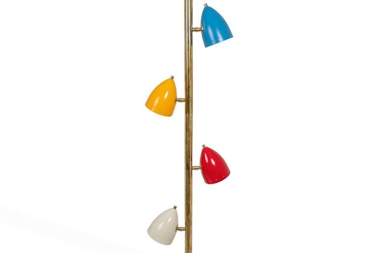 Röhrenförmige Hängeleuchte aus patiniertem und lackiertem Messing. Contemporain.LS6534711Z