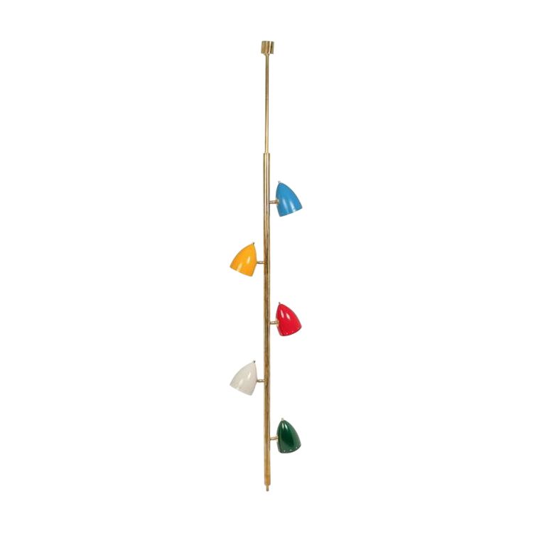 Röhrenförmige Hängeleuchte aus patiniertem und lackiertem Messing. Contemporain.LS6534711Z