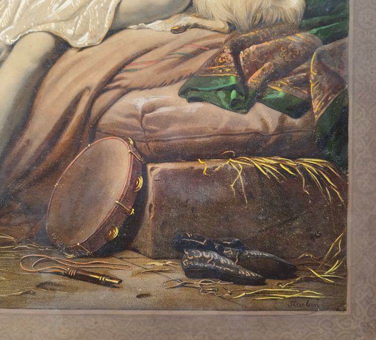 Incisione a colori Esmeralda e Quasimodo dopo Steuben XIX secolo Notre-Dame de Paris