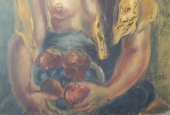 Elisabeth FUCHS.junge Frau mit Früchten.