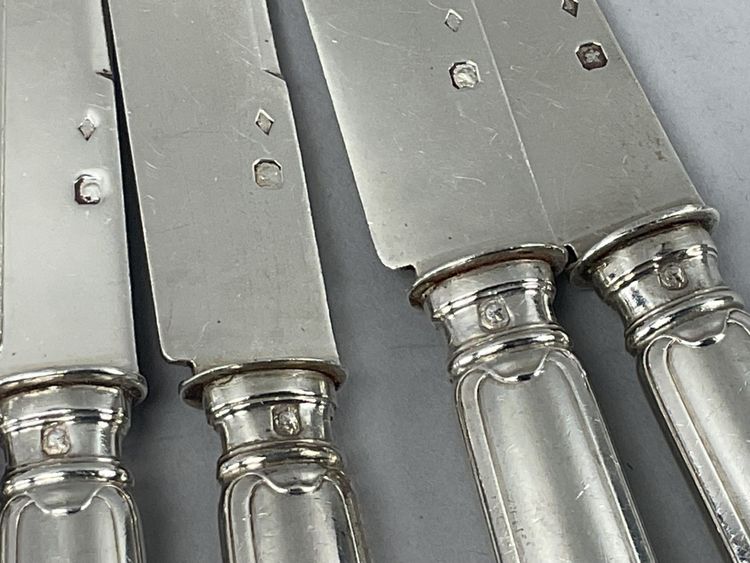12 Obstmesser Griff und Klinge aus Silber