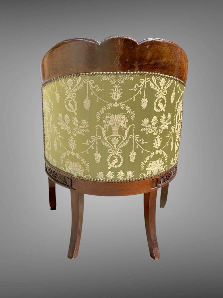 FRENCH CEREMONIAL ARMCHAIR, CARVED MAHOGANY STRUCTURE, EMPIRE PERIOD