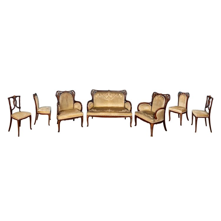 C. Plumet & T. Selmersheim, Ensemble de Salon aux Iris, Art Nouveau Mobilier