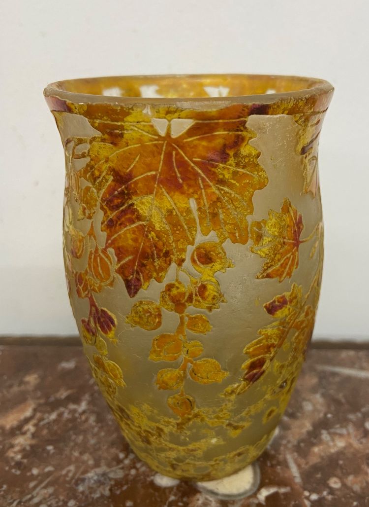 Daum Nancy vase with rose hip Art Nouveau