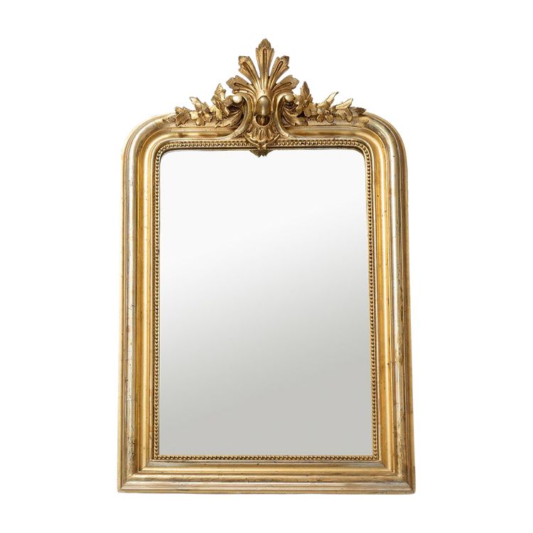 Miroir ancien Napoléon III en bois doré et sculpté. France, XIXe siècle.