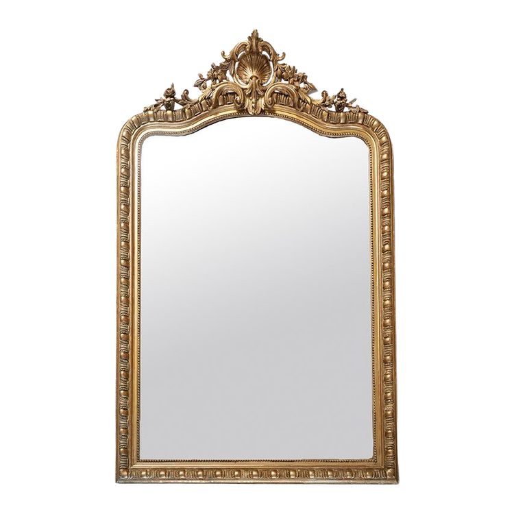 Antico specchio Napoleone III in legno dorato e intagliato. XIX secolo.