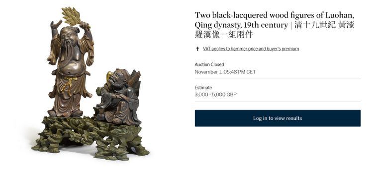 China, Qing Dynasty, 19th century, Polychrome lacquered wood group representing two Immortals