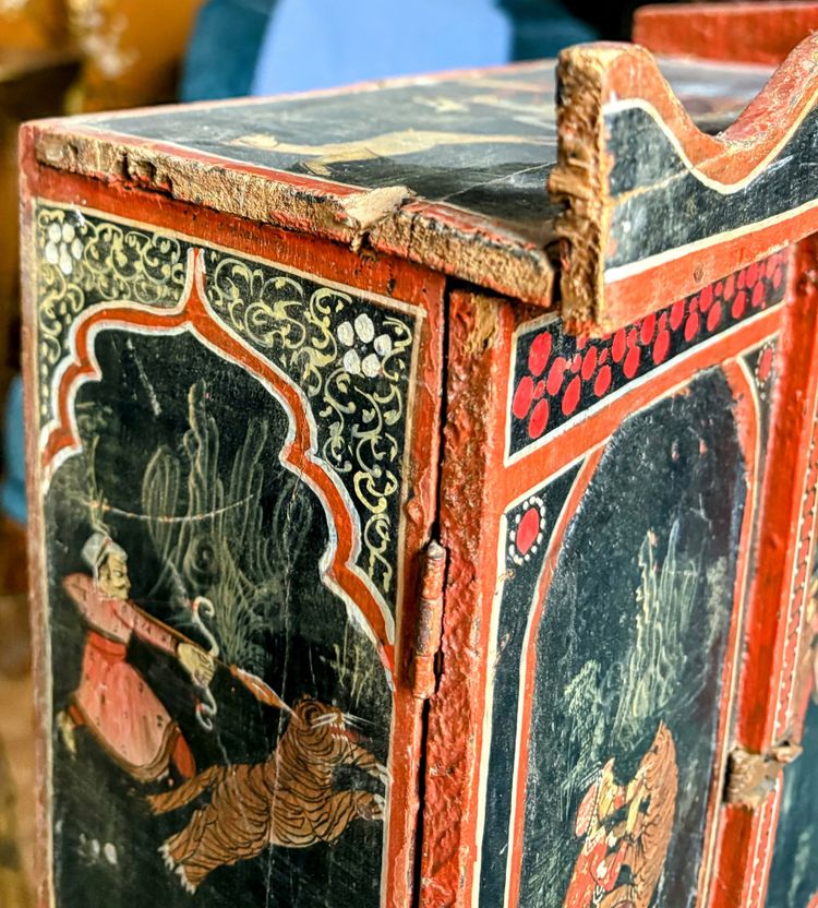 Gabinetto indiano in miniatura dipinto - Scene di caccia del Maharaja, India del Nord, XIX secolo