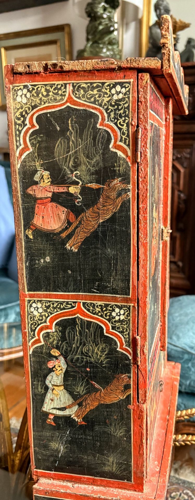 Gabinetto indiano in miniatura dipinto - Scene di caccia del Maharaja, India del Nord, XIX secolo