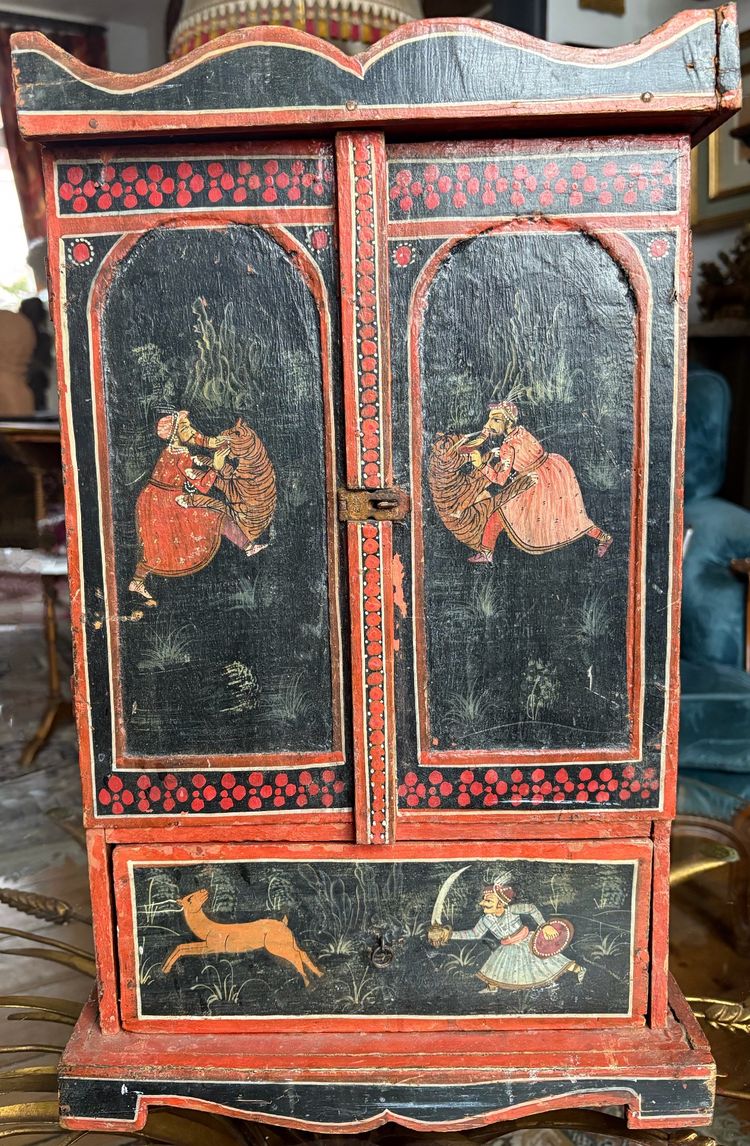 Gabinetto indiano in miniatura dipinto - Scene di caccia del Maharaja, India del Nord, XIX secolo