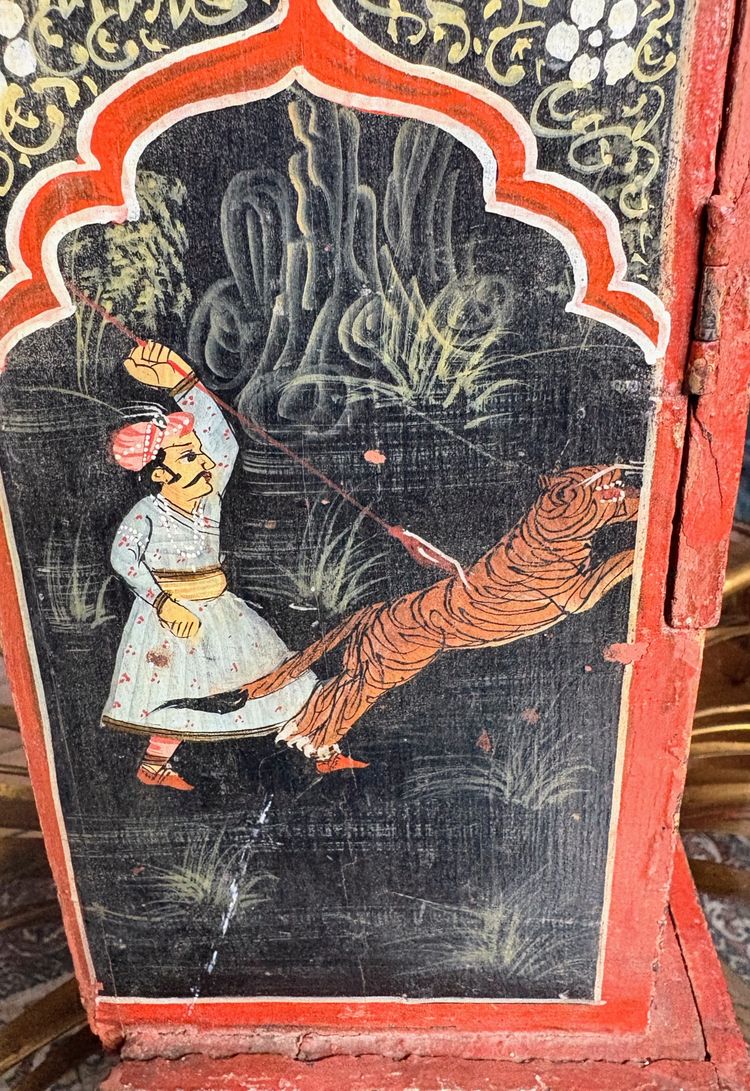 Gabinetto indiano in miniatura dipinto - Scene di caccia del Maharaja, India del Nord, XIX secolo