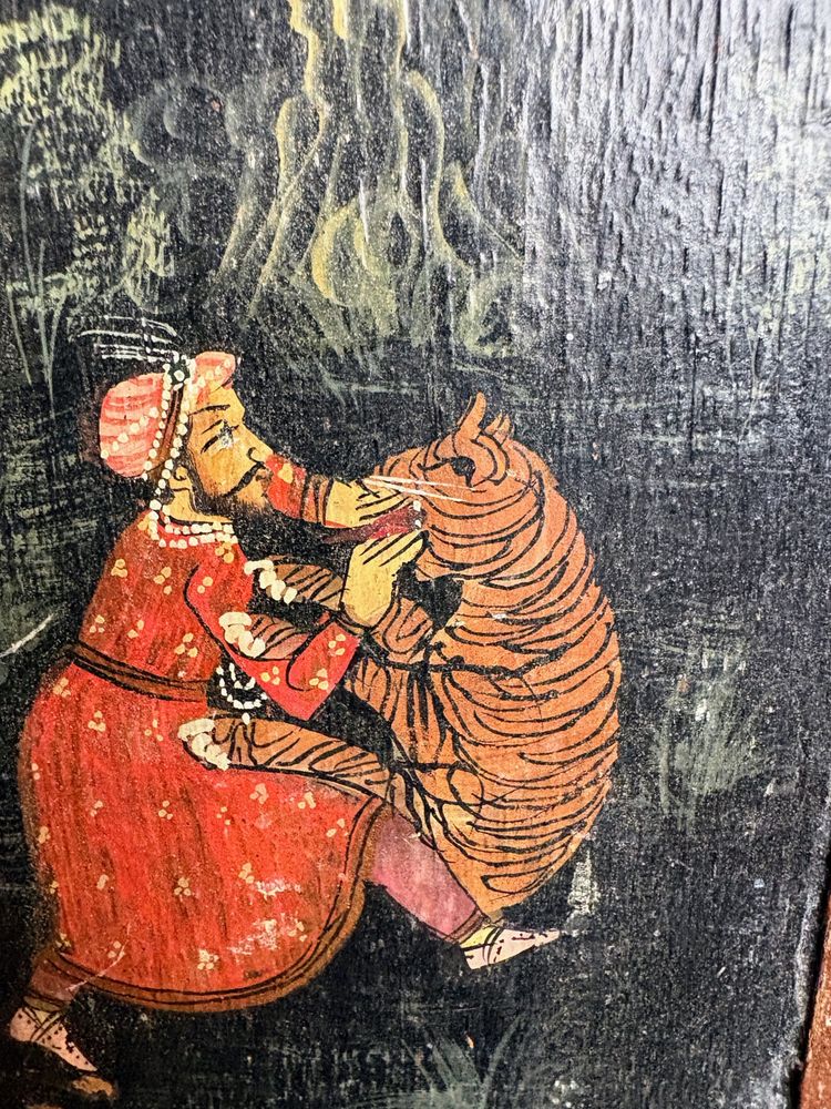 Gabinetto indiano in miniatura dipinto - Scene di caccia del Maharaja, India del Nord, XIX secolo